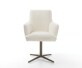 Chaise-pivotante Heira-Flex avec accoudoirs bouclé blanc pied de chaise 4 branches aspect titane pivotement sur 360° ressorts ensachés 1